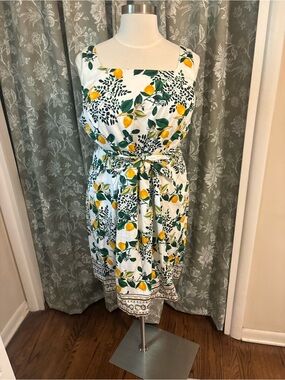 Roz & Ali White Dress with Yellow Lemon Print